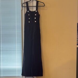 Anthropologie Black Jumpsuit with White Buttons